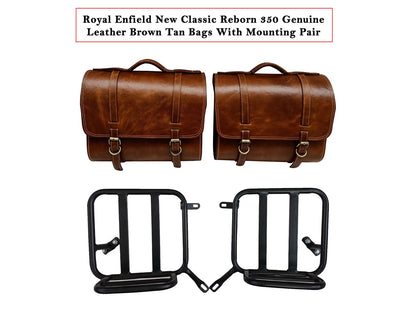 For Royal Enfield Classic Reborn 350 Genuine Leather Pannier Bags And Mounting D20