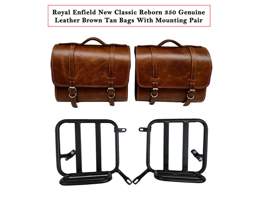 For Royal Enfield Classic Reborn 350 Genuine Leather Pannier Bags And Mounting D20