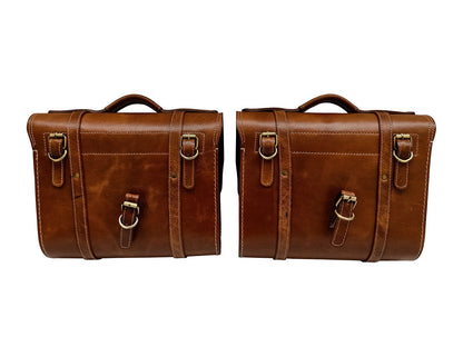 For Royal Enfield Classic Reborn 350 Genuine Leather Pannier Bags And Mounting D20