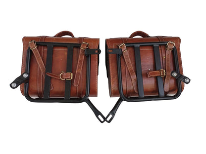 For Royal Enfield Classic Reborn 350 Genuine Leather Pannier Bags And Mounting D20