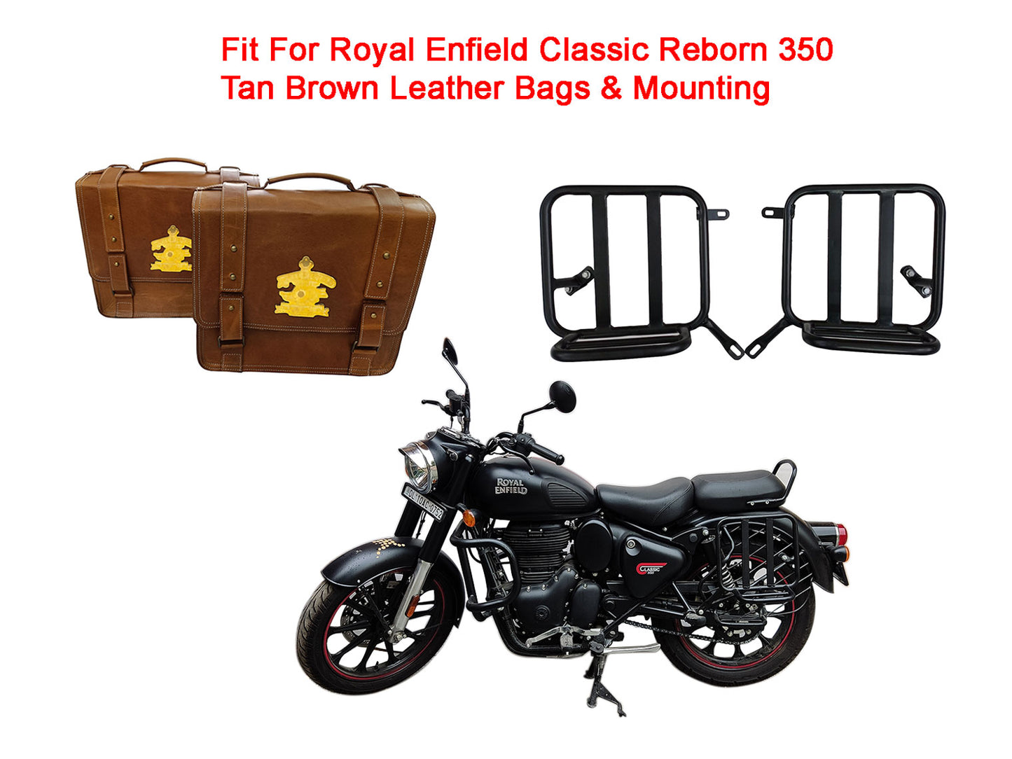 For Royal Enfield Classic Reborn 350 Genuine Leather Pannier Bags And Mounting D21