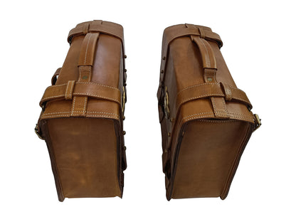 For Royal Enfield Classic Reborn 350 Genuine Leather Pannier Bags And Mounting D21