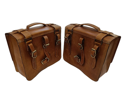 For Royal Enfield Classic Reborn 350 Genuine Leather Pannier Bags And Mounting D21