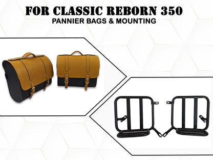 For Royal Enfield Classic Reborn 350 Genuine Leather Pannier Bags And Mounting D22