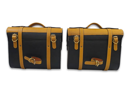 For Royal Enfield Classic Reborn 350 Genuine Leather Pannier Bags And Mounting D22