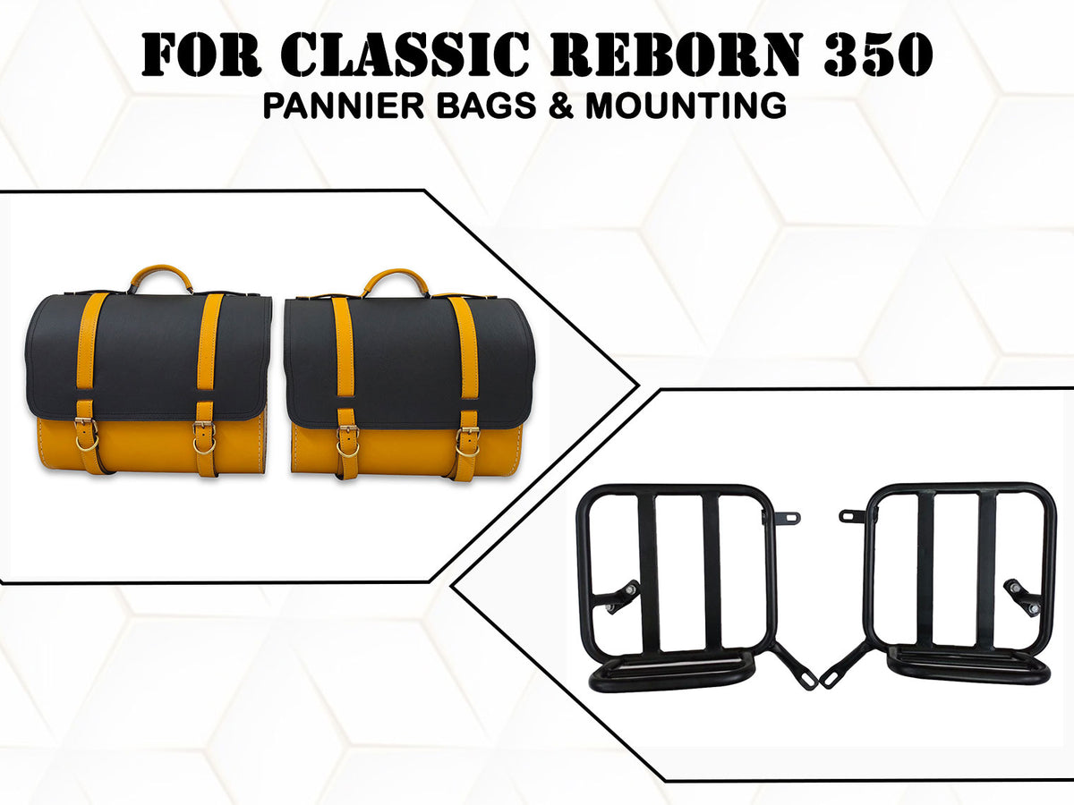 For Royal Enfield Classic Reborn 350 Genuine Leather Pannier Bags And Mounting D23