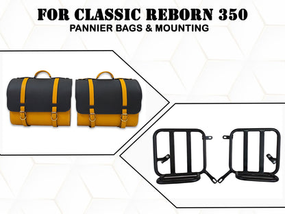 For Royal Enfield Classic Reborn 350 Genuine Leather Pannier Bags And Mounting D23