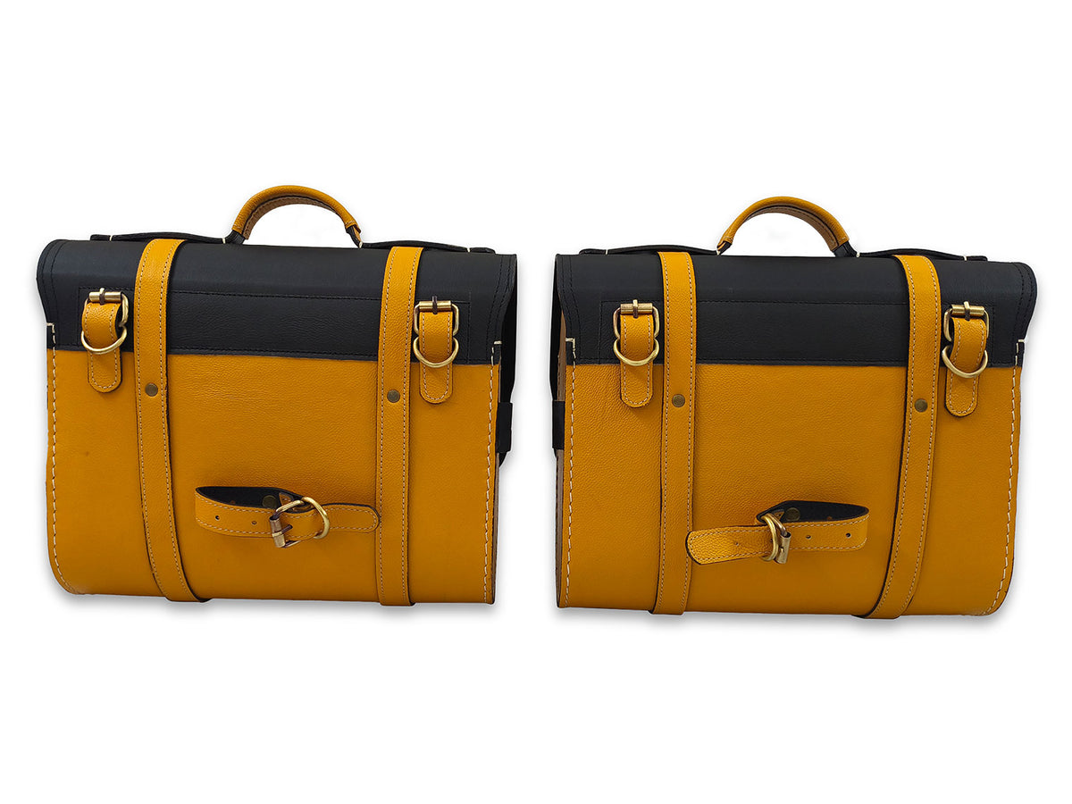 For Royal Enfield Classic Reborn 350 Genuine Leather Pannier Bags And Mounting D23