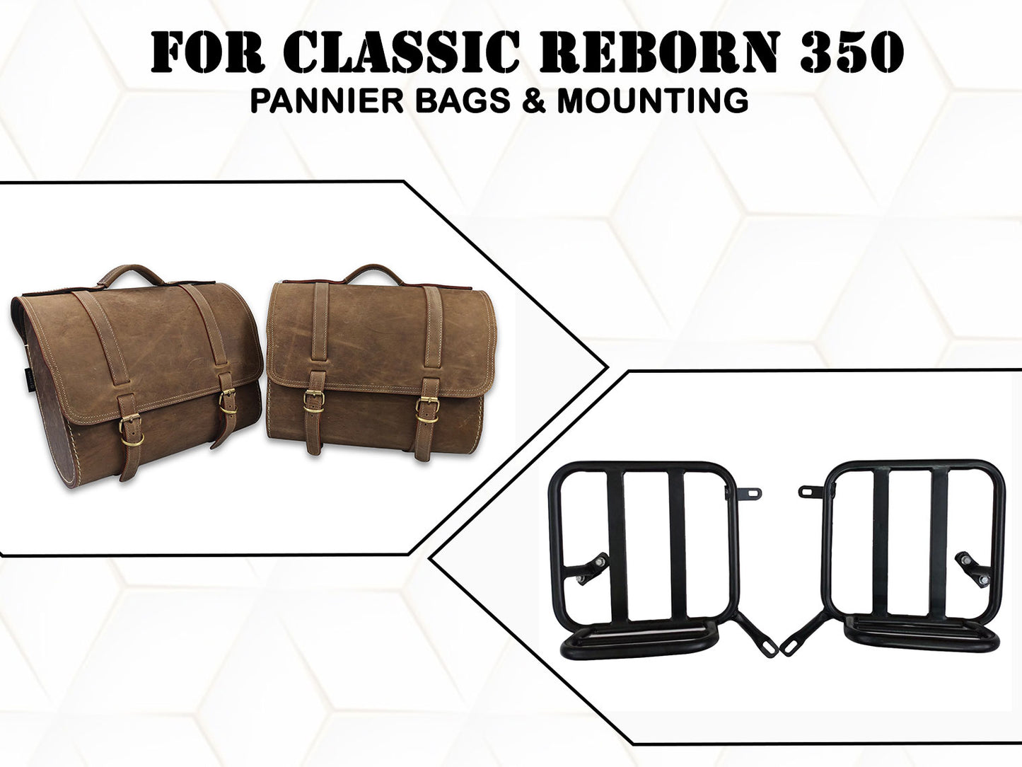 For Royal Enfield Classic Reborn 350 Genuine Leather Pannier Bags And Mounting D24