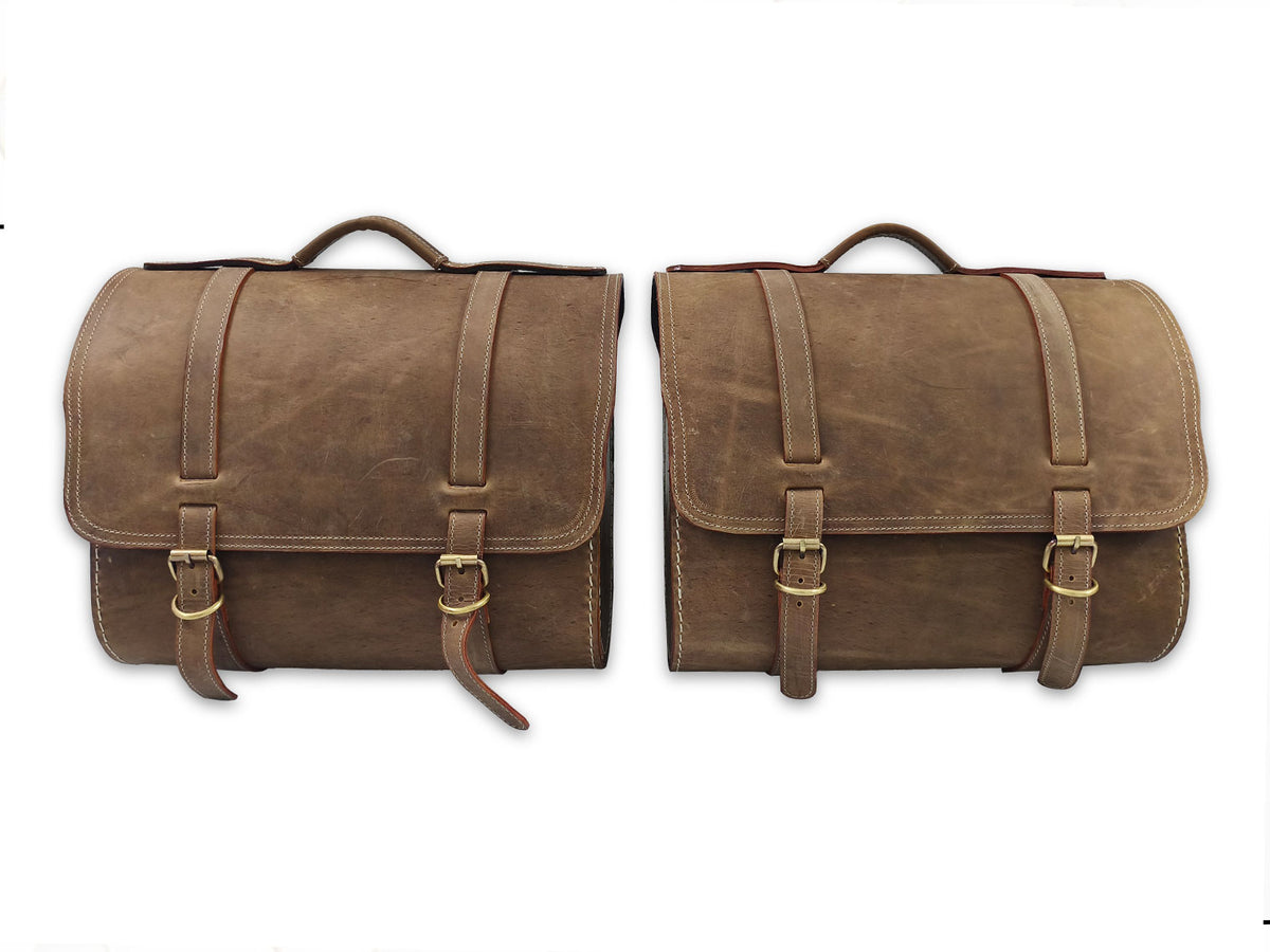For Royal Enfield Classic Reborn 350 Genuine Leather Pannier Bags And Mounting D24
