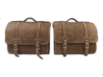 For Royal Enfield Classic Reborn 350 Genuine Leather Pannier Bags And Mounting D24