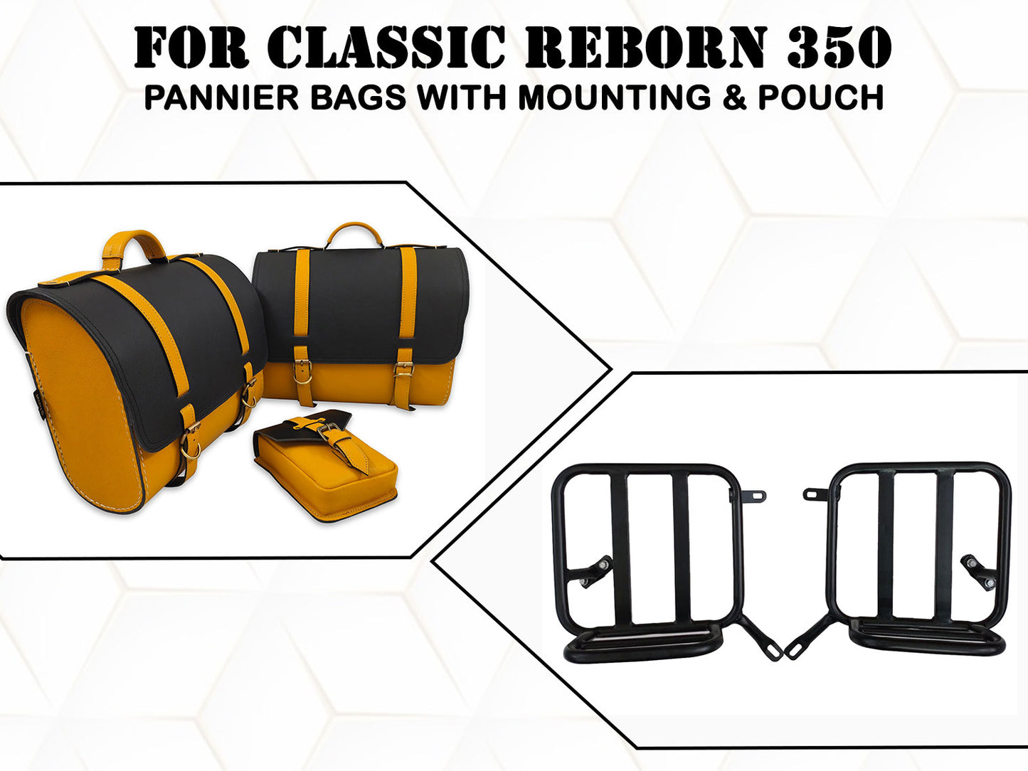 For Royal Enfield Classic Reborn 350 Pannier Bags With Tank Pouch & Mounting D2