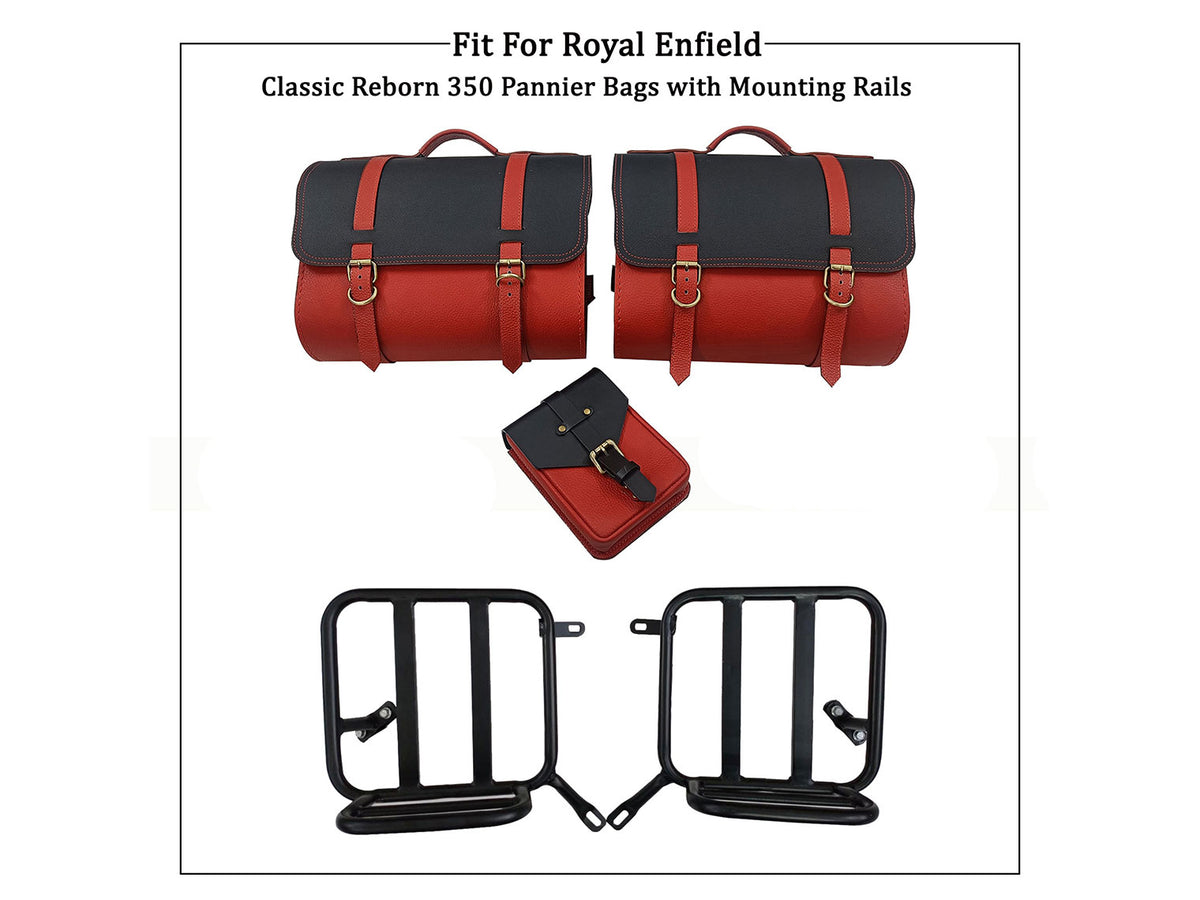 For Royal Enfield Classic Reborn 350 Pannier Bags With Tank Pouch & Mounting D3