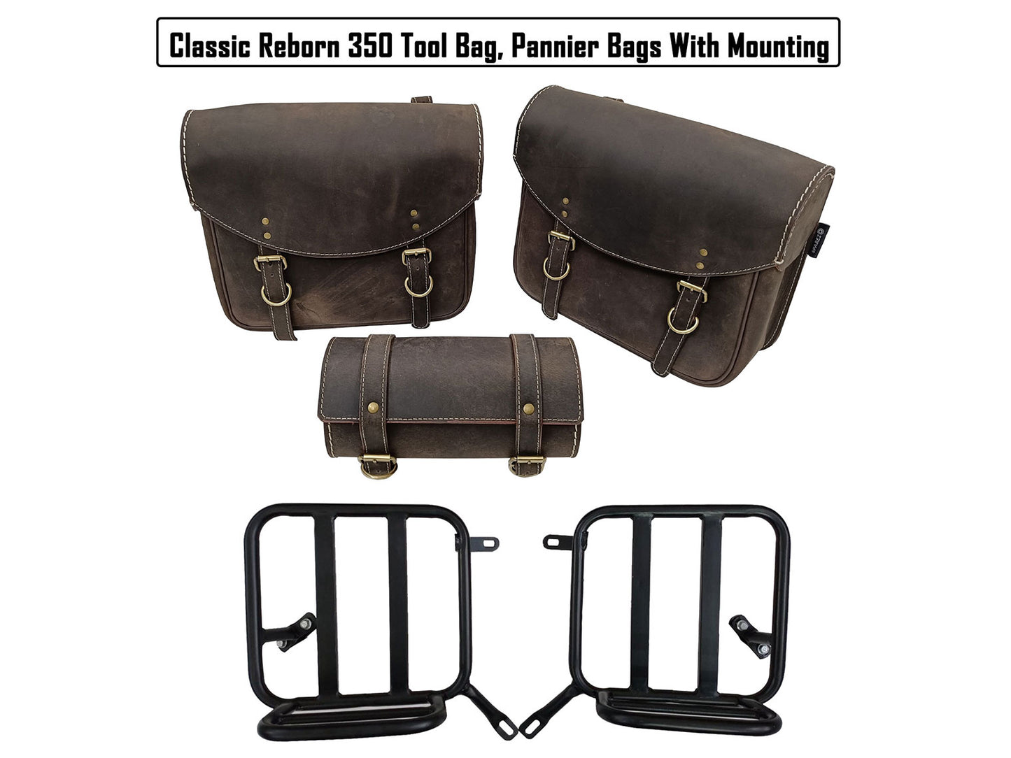 For Royal Enfield Classic Reborn 350 Leather Tool Bag, Pannier Bags & Mounting