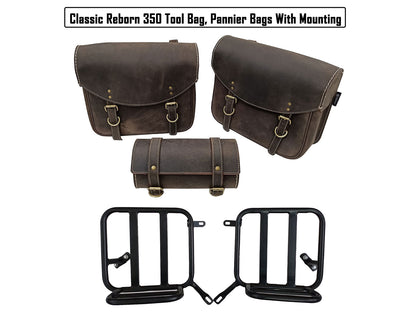 For Royal Enfield Classic Reborn 350 Leather Tool Bag, Pannier Bags & Mounting