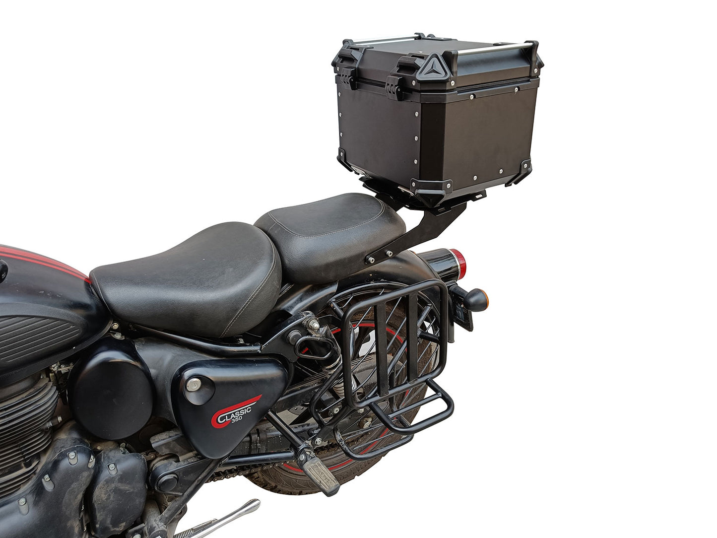Fit For Royal Enfield Classic Reborn 350 Pannier Bags With Rails & Top Box Black