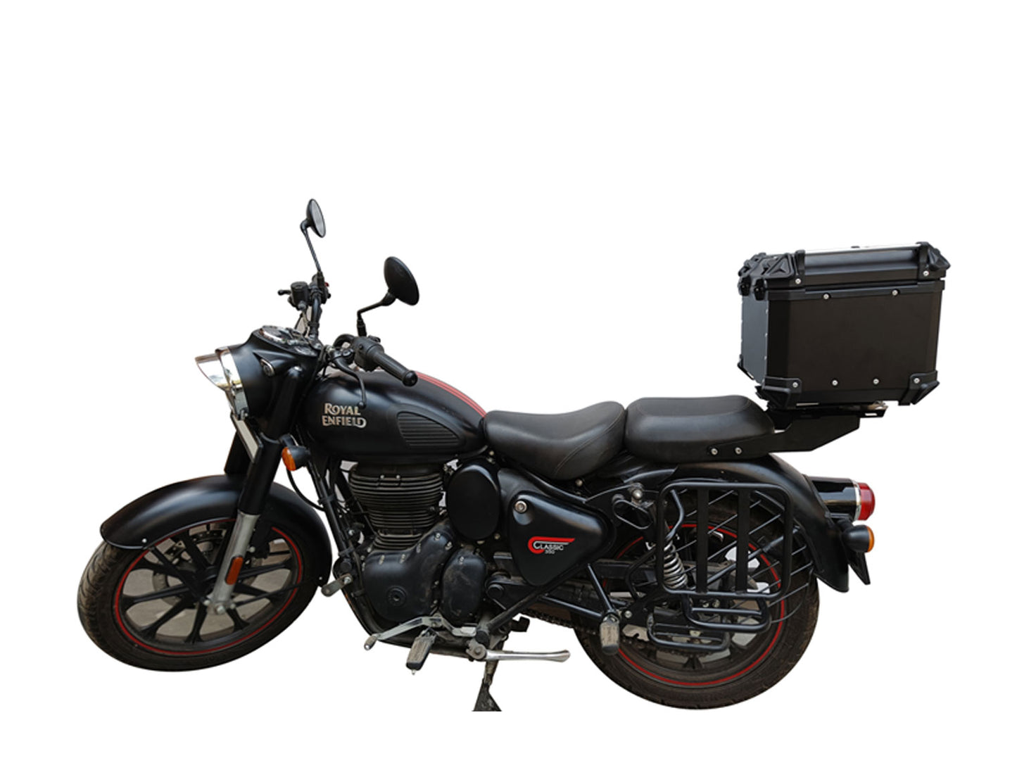 Fit For Royal Enfield Classic Reborn 350 Pannier Bags With Rails & Top Box Black
