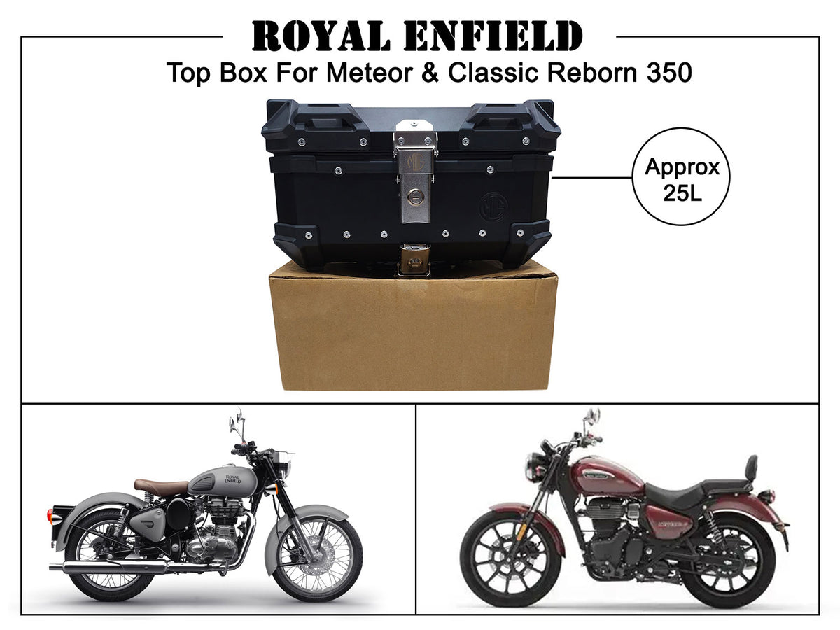 For Royal Enfield Classic Reborn  350 Pannier Top Box Black 25L