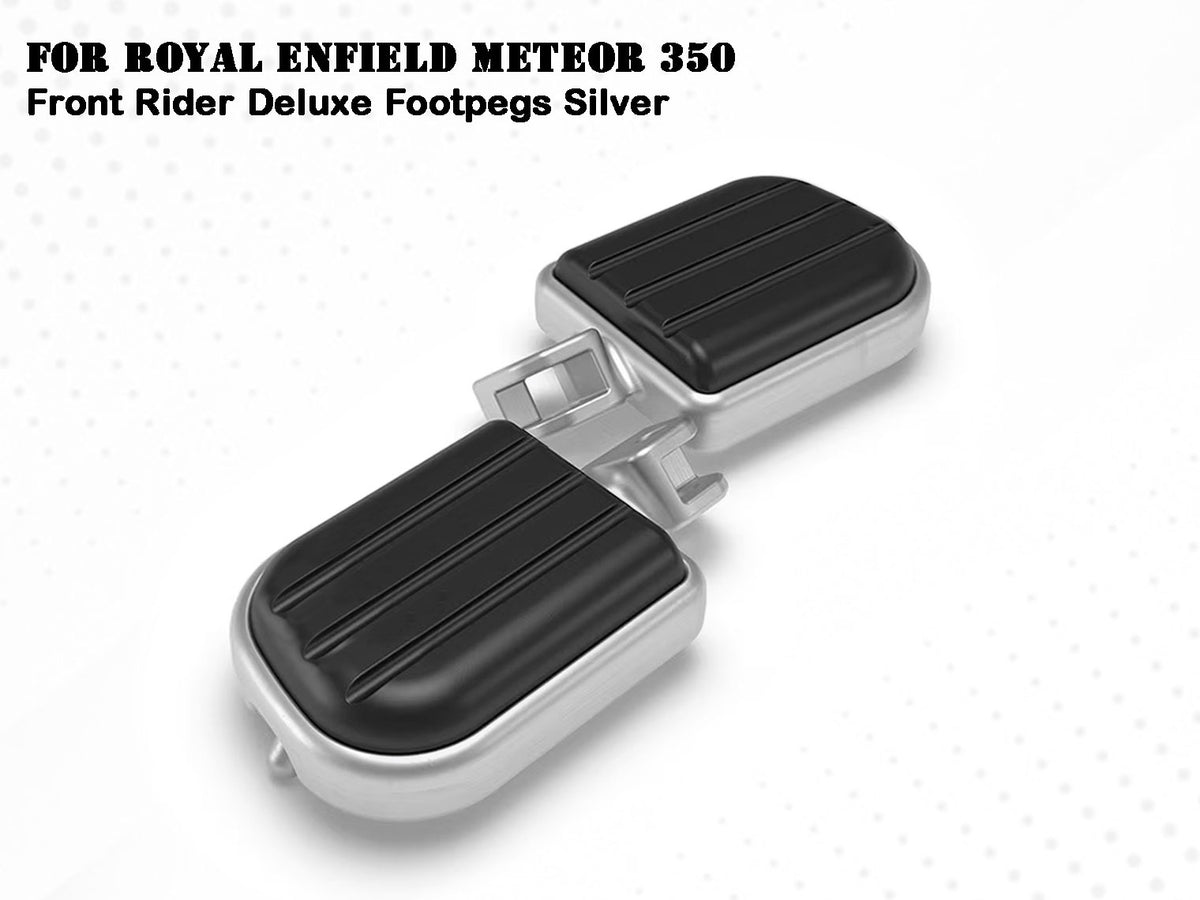 For Royal Enfield Meteor 350 Front Rider Deluxe Footpegs Silver