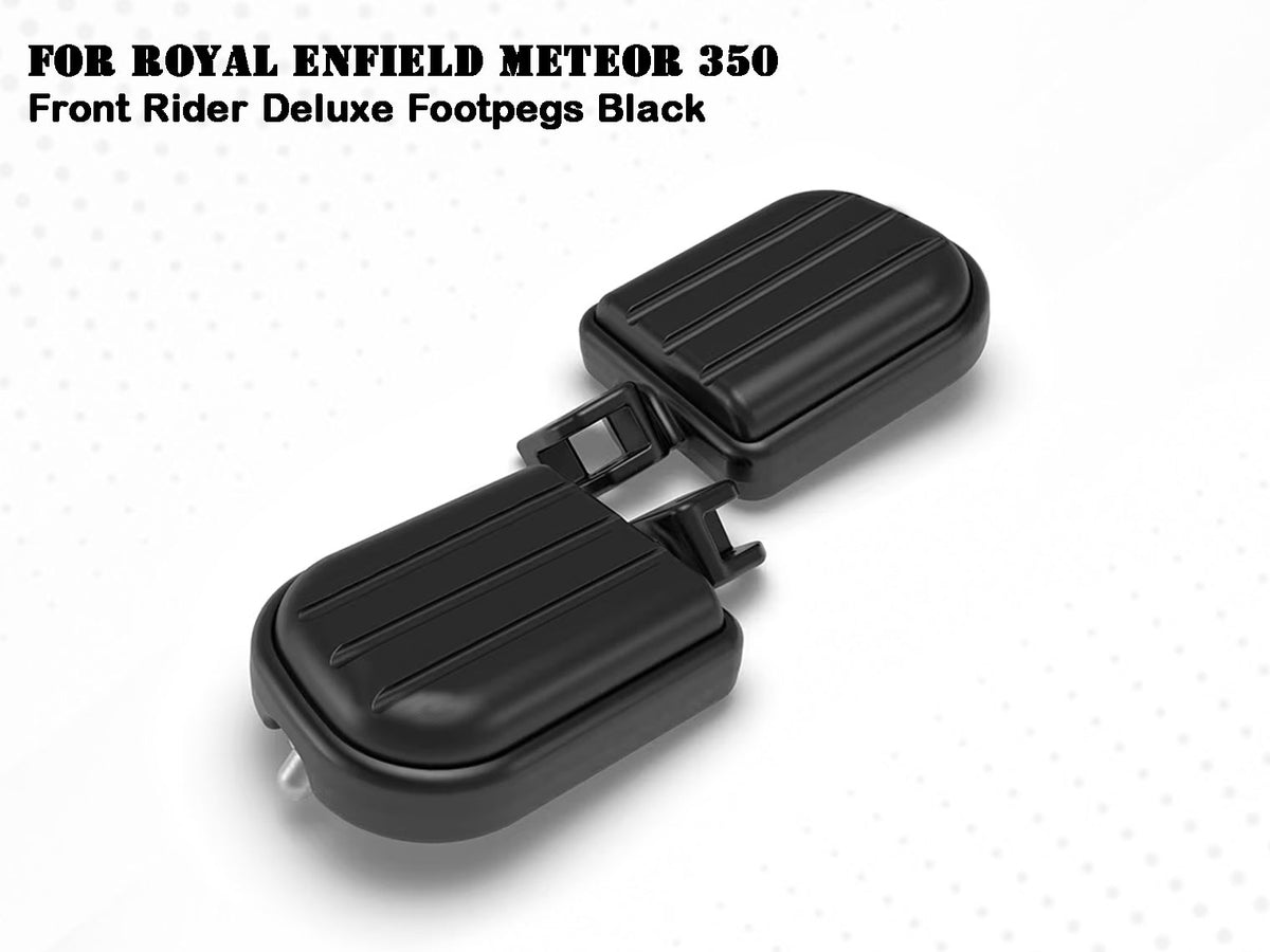 For Royal Enfield Meteor 350 Front Rider Deluxe Footpegs Black