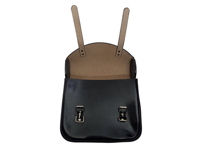 Fit For Royal Enfield Meteor 350 Genuine Leather Pannier Bags Pair Tan Glossy Black D11