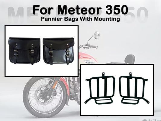 Fit For Royal Enfield Meteor 350 Leather Pannier Bags & Mounting D1