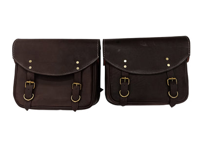 Fit For Royal Enfield Meteor 350 Leather Pannier Bags & Mounting D2