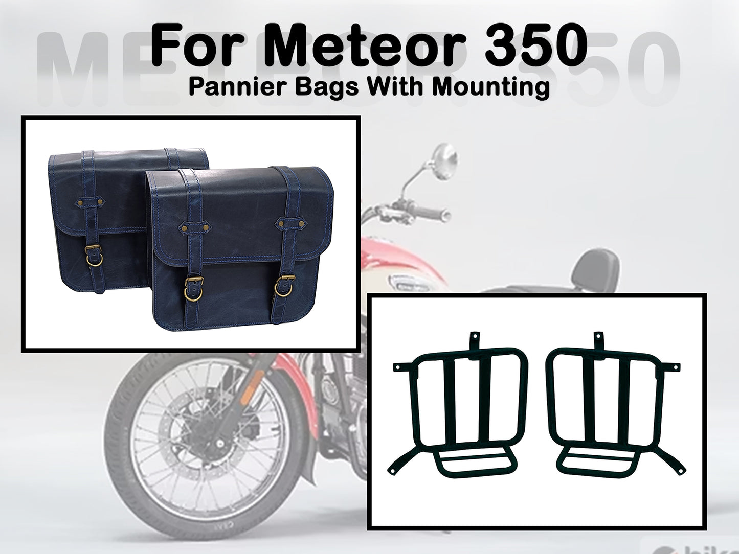 Fit For Royal Enfield Meteor 350 Leather Pannier Bags & Mounting D3