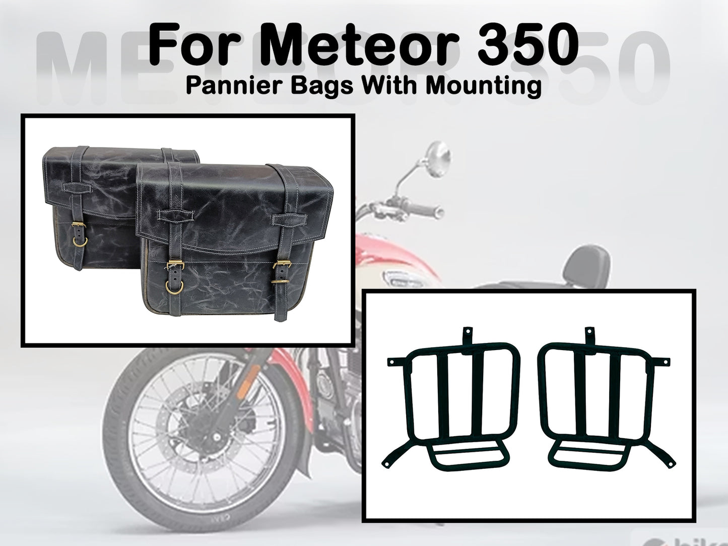 Fit For Royal Enfield Meteor 350 Leather Pannier Bags & Mounting D4