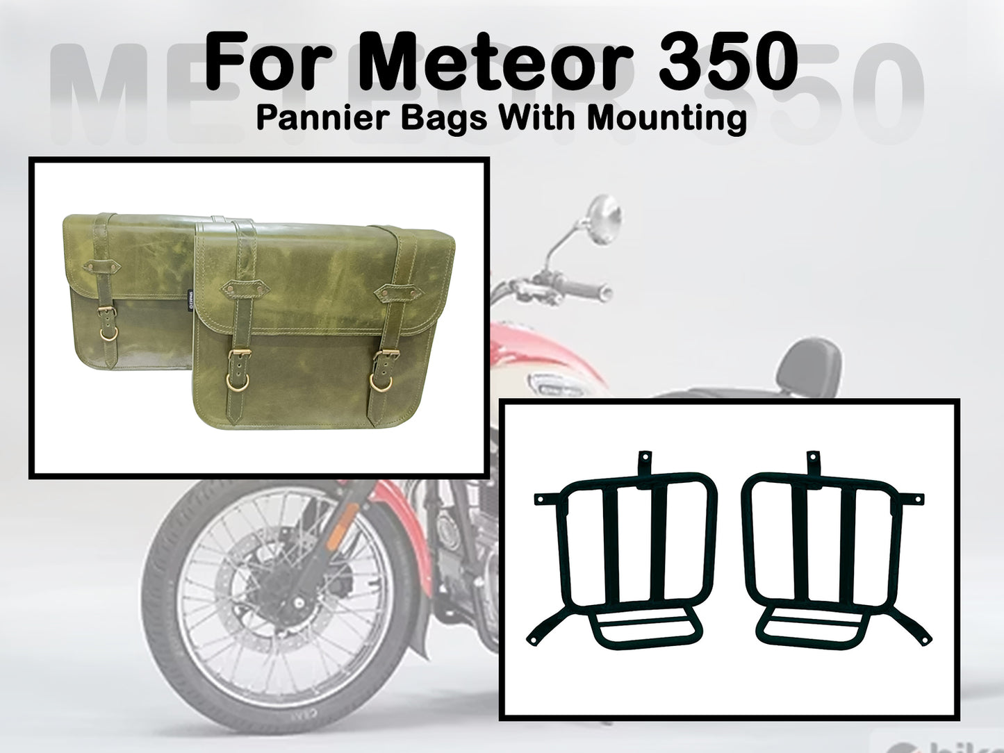 Fit For Royal Enfield Meteor 350 Leather Pannier Bags & Mounting D5