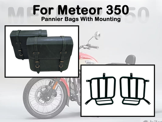 Fit For Royal Enfield Meteor 350 Leather Pannier Bags & Mounting D6