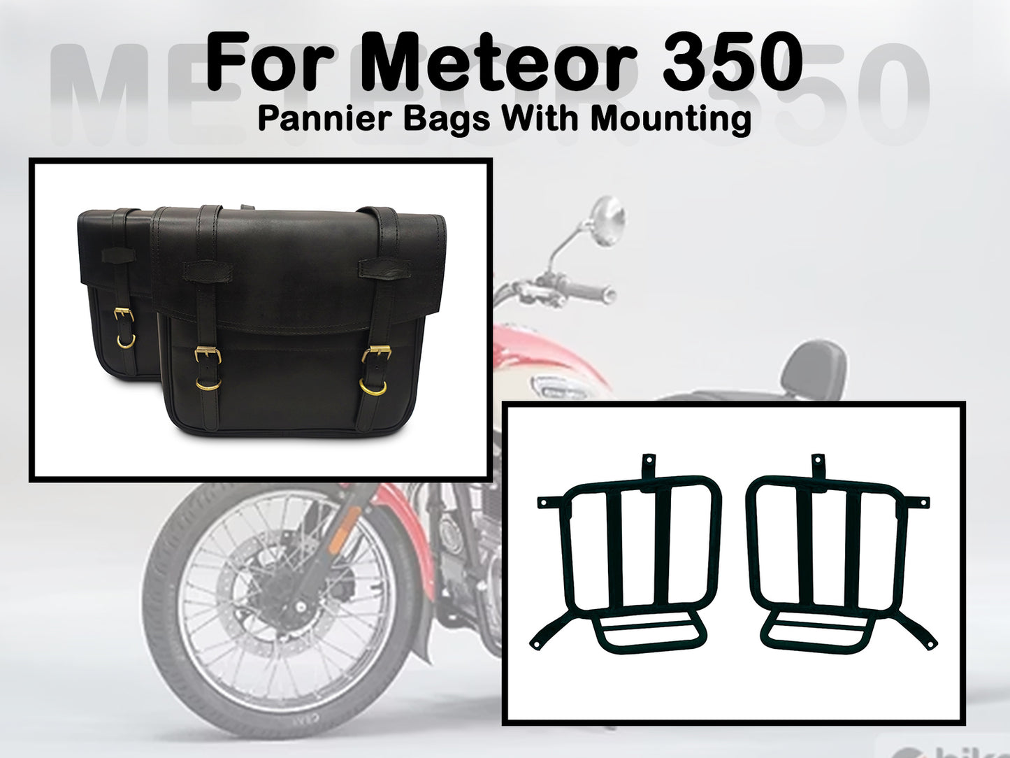 Fit For Royal Enfield Meteor 350 Leather Pannier Bags & Mounting D8