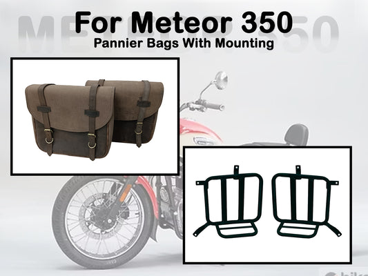 Fit For Royal Enfield Meteor 350 Leather Pannier Bags & Mounting D9