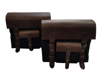 Fit For Royal Enfield Meteor 350 Leather & Canvas Pannier Bags & Mounting D11