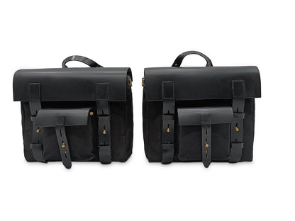 Fit For Royal Enfield Meteor 350 Leather & Canvas Pannier Bags & Mounting D12