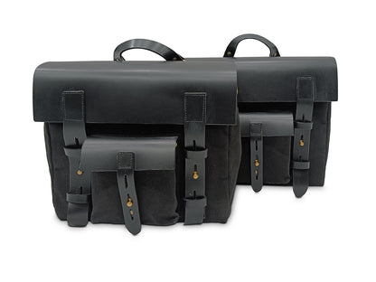 Fit For Royal Enfield Meteor 350 Leather & Canvas Pannier Bags & Mounting D12