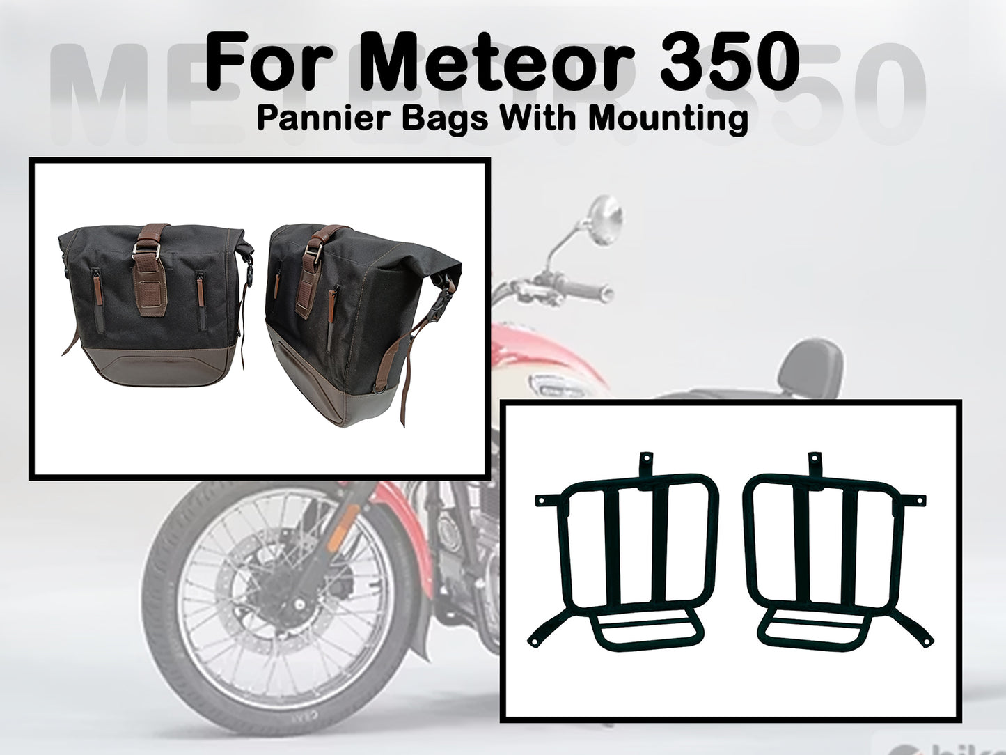 Fit For Royal Enfield Meteor 350 Leather & Canvas Pannier Bags & Mounting D14