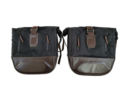 Fit For Royal Enfield Meteor 350 Leather & Canvas Pannier Bags & Mounting D14