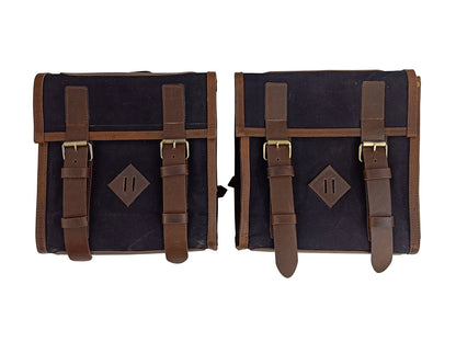 Fit For Royal Enfield Meteor 350 Leather & Canvas Pannier Bags & Mounting D15