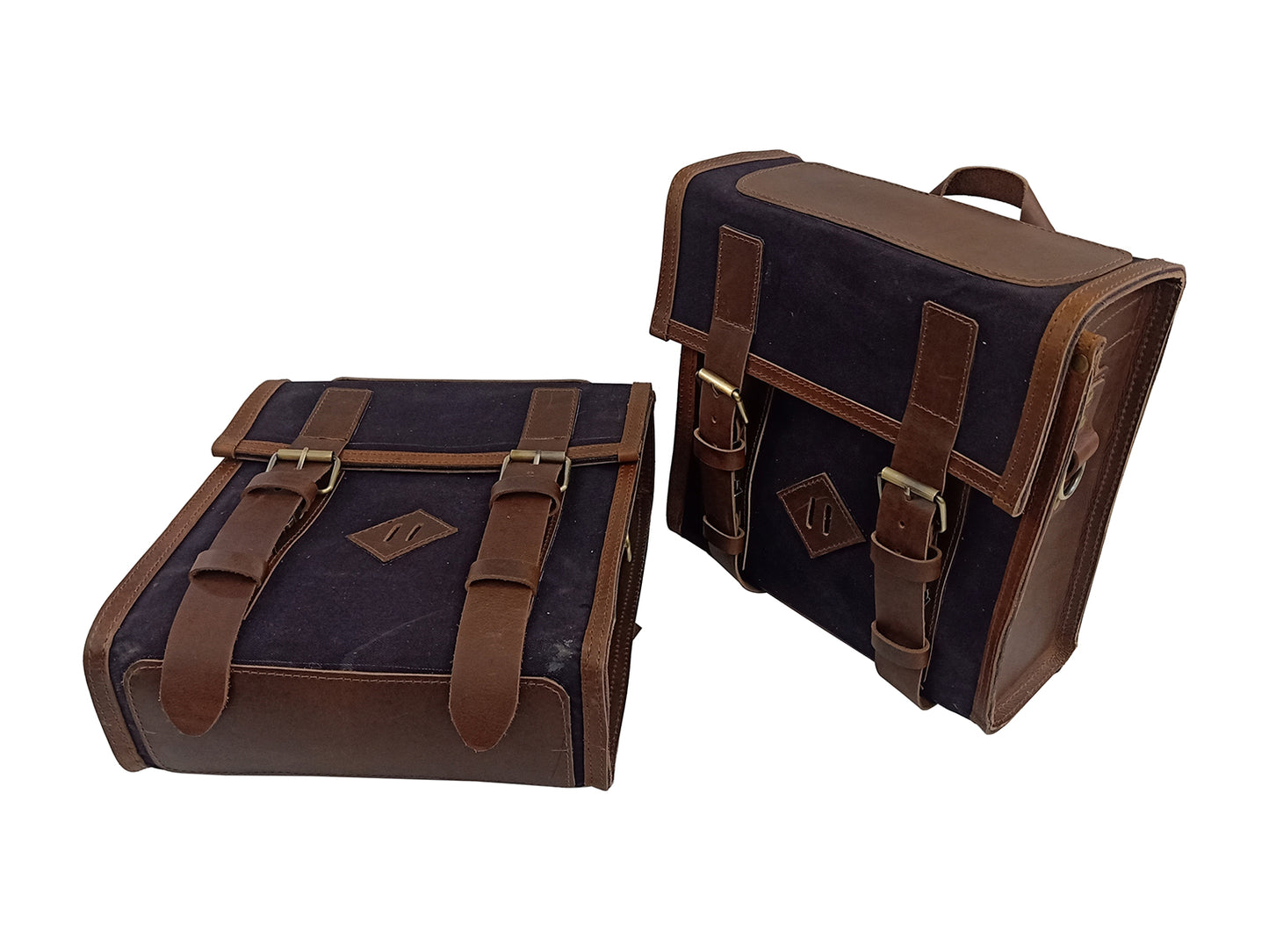 Fit For Royal Enfield Meteor 350 Leather & Canvas Pannier Bags & Mounting D15