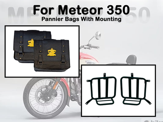 Fit For Royal Enfield Meteor 350 Leather Pannier Bags & Mounting D16