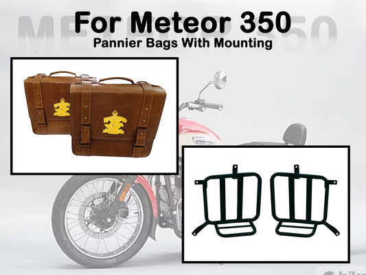 Fit For Royal Enfield Meteor 350 Leather Pannier Bags & Mounting D17