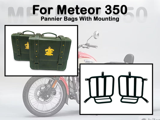 Fit For Royal Enfield Meteor 350 Leather Pannier Bags & Mounting D18