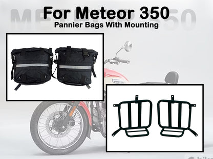 Fit For Royal Enfield Meteor 350 Canvas Pannier Bags & Mounting D20