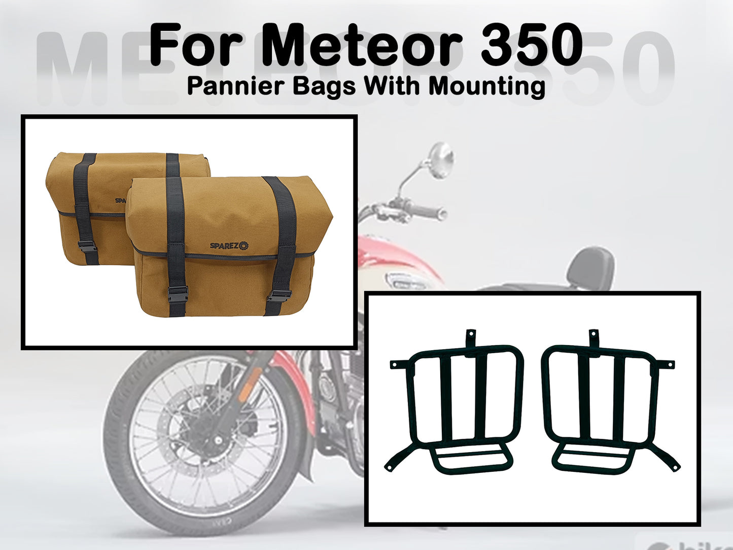 Fit For Royal Enfield Meteor 350 Canvas Pannier Bags & Mounting Desert Color D23