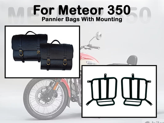 Fit For Royal Enfield Meteor 350 Genuine Leather Pannier Bags & Mounting D24