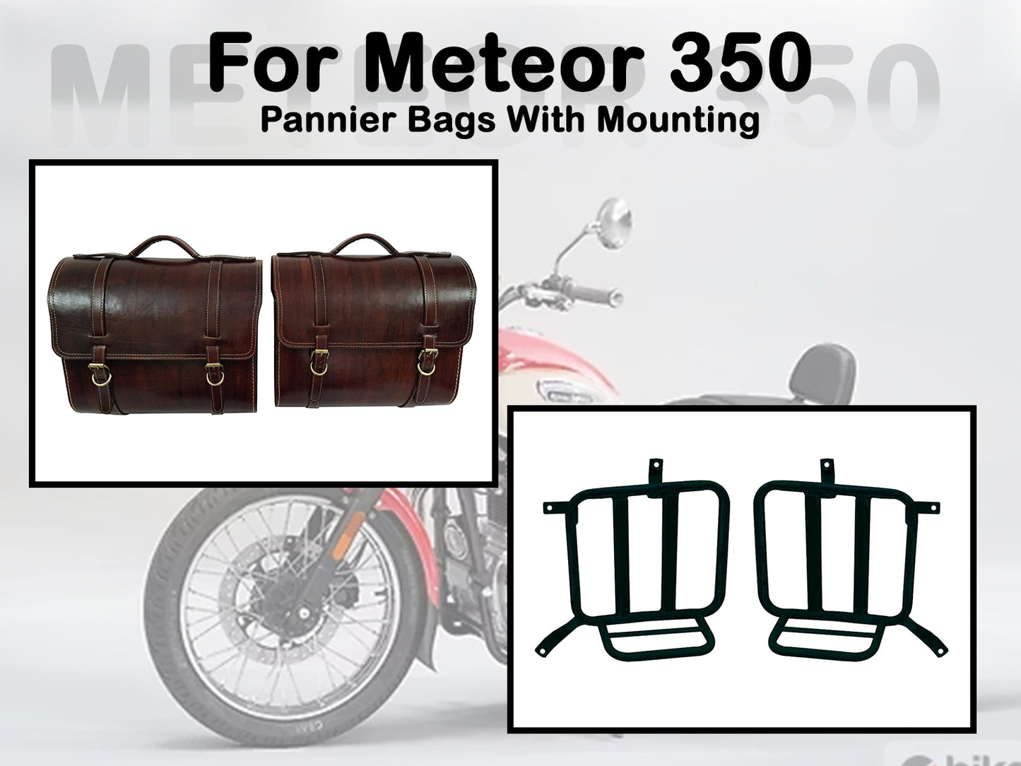 Fit For Royal Enfield Meteor 350 Genuine Leather Pannier Bags & Mounting D26