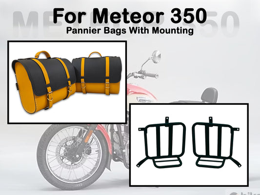 Fit For Royal Enfield Meteor 350 Genuine Leather Pannier Bags & Mounting D29
