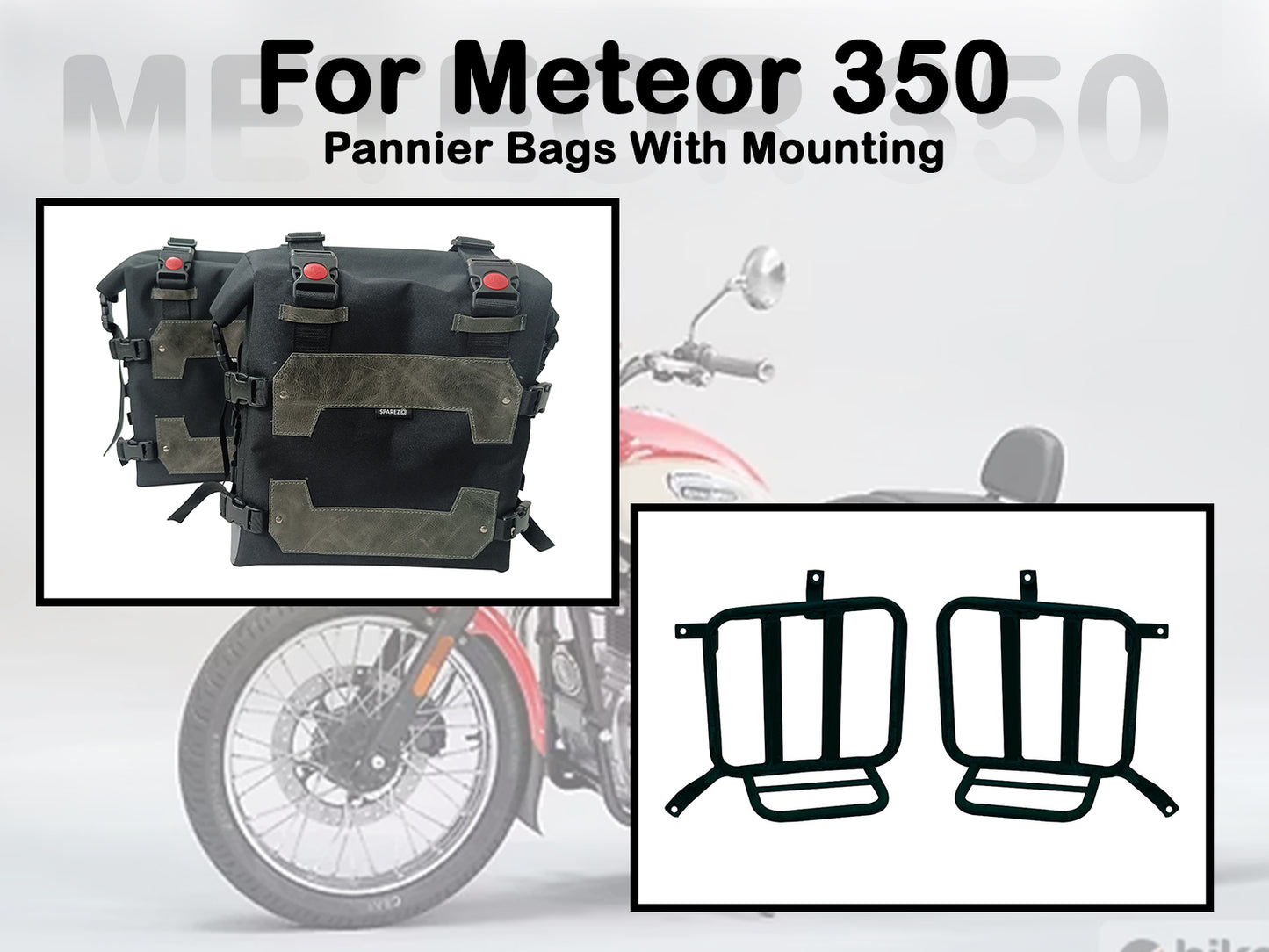 Fit For Royal Enfield Meteor 350 Canvas Pannier Bags & Mounting Charcol Black D34