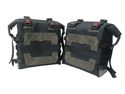 Fit For Royal Enfield Meteor 350 Canvas Pannier Bags & Mounting Charcol Black D34